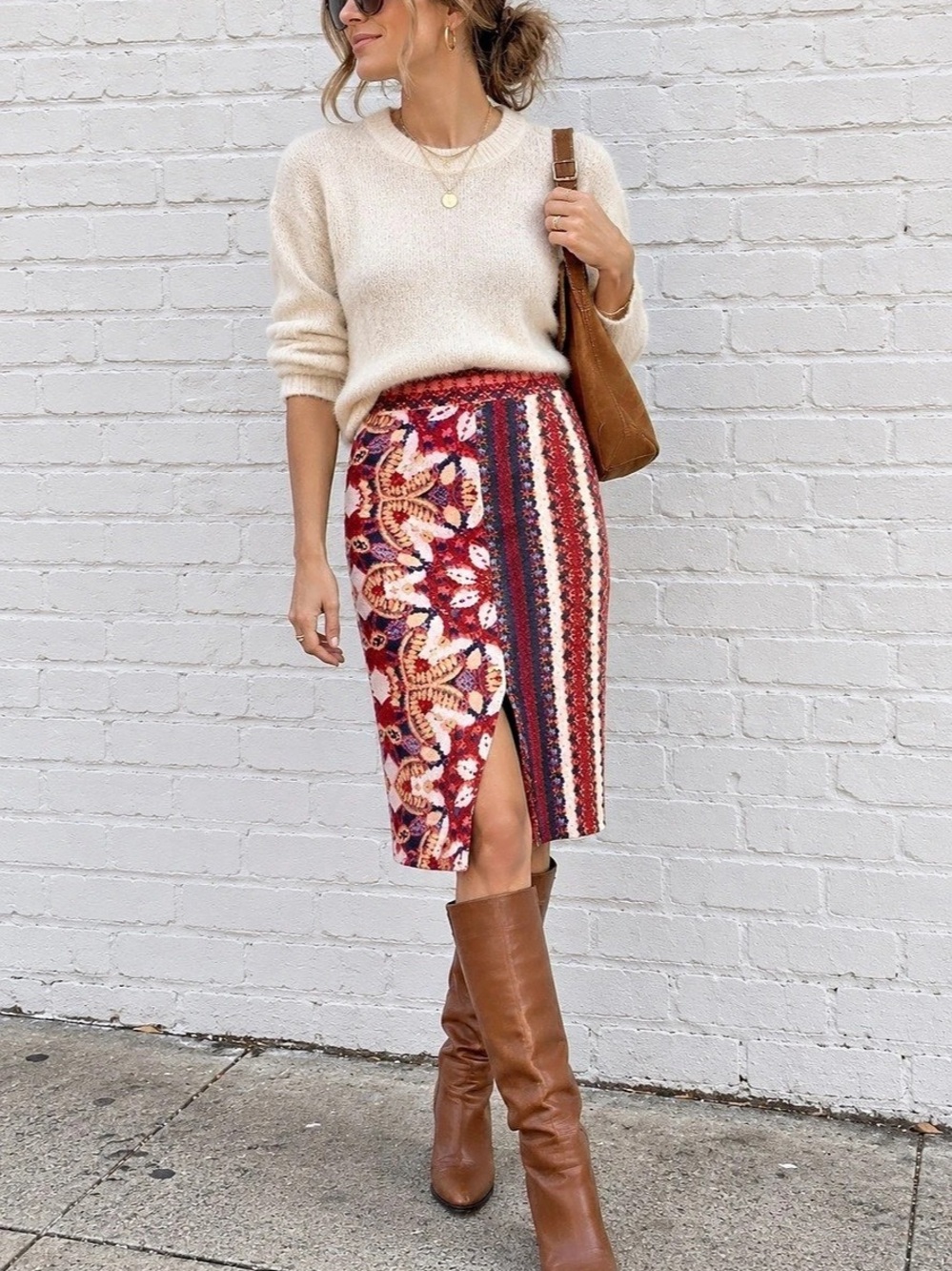Maeve Marala Floral Midi Skirt in Red & Blue Size Small Like New